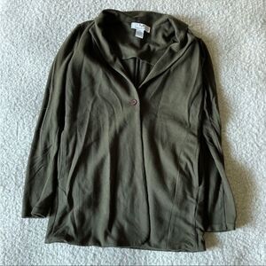Magaschoni Women’s green one button cardigan sweater size XS